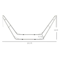 Outsunny Hammock Stand, Portable Adjustable Steel Frame Hammock Stand, Weather Resistant, 10.3', 550 lbs. Capacity, White(m-3)
