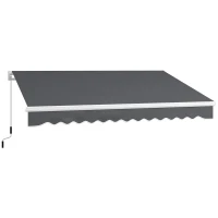 Outsunny 13' x 8' Patio Awning, Manual Retractable Sun Shade with UV Protection and Easy Crank Opening, Dark Gray(m-1)