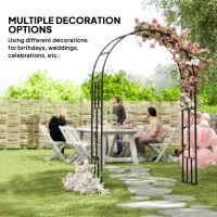 Outsunny 7.3ft Steel Garden Arch Trellis, Garden Arbor Trellis for Climbing Plants Roses Wisteria Vines, Black(m-6)