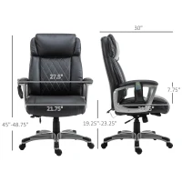 Vinsetto High Back 6-Point Massage Home Office Chair, Swivel Faux Leather Task Chair with Headrest, and Padded Armrests, Black(m-3)