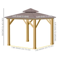 Outsunny 10' x 10' Hardtop Gazebo with Galvanized Steel Double Roof, Wooden Frame, Permanent Pavilion with Ceiling Light Hook, for Garden, Patio, Backyard(m-3)