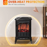 HOMCOM Electric Fireplace Stove, Freestanding Fireplace Heater, 750W/1500W, Black(m-6)