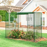 Outsunny Walk-in Crop Cage, Plant Protectors from Animals with Roll Up Zippered Door, 7.9' x 3.9' x 6.1', Green(m-8)