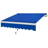 Outsunny 8' x 6.6' Patio Retractable Awning, Manual Exterior Sun Shade Deck Window Cover, Blue(m-11)