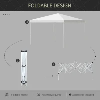 Outsunny 13' x 13' Pop Up Canopy Tent, Instant Sun Shelter, Tents for Parties, Height Adjustable for Outdoor, Garden, Patio, Parties, White(m-10)