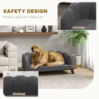 PawHut Pearl Design Pet Sofa for Medium and Large Sized Dogs, Pet Bed with Cushion and Solid Wood Legs, Charcoal Gray(m-7)