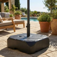 Outsunny Patio Umbrella Base with Wheels, Telescopic Handle, 158 lb Sand or 99 lb Water Filled Umbrella Stand, Black(m-9)