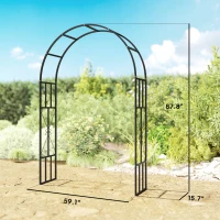 Outsunny 7.3ft Steel Garden Arch Trellis, Garden Arbor Trellis for Climbing Plants Roses Wisteria Vines, Black(m-3)