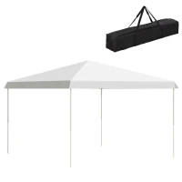 Outsunny 13' x 13' Pop Up Canopy Tent, Instant Sun Shelter, Tents for Parties, Height Adjustable for Outdoor, Garden, Patio, Parties, White(m-17)