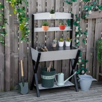 Outsunny Garden Potting Bench Table with Hidden Storage Box, Wood Outdoor Work Station with Open Top and Lower Shelf(m-2)