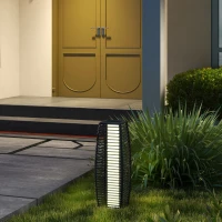 Outsunny Solar Floor Lamp, Outdoor Rattan Garden Lantern Pathway Light & Decorative Driveway Lighting with Auto LED Lights, Gray(m-10)