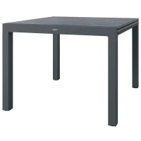 Outsunny Patio Table for 6-8 People, Aluminum Frame Rectangle Garden Table with Wood Effect Steel Top, for Backyard, Dark Gray(m-1)
