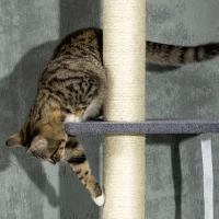 PawHut Floor To Ceiling Cat Tree, 5-Tier Cat Climbing Tower, 95''-106'' Height Adjustable with Carpeted Platforms, Cozy Bed(m-8)
