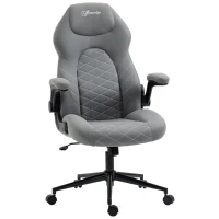 Vinsetto Home Office Chair, Height Adjustable Desk Chair with Flip Up Armrests, Swivel Wheels and Tilt Function, Light Gray(m-11)