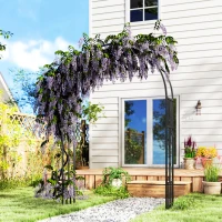 Outsunny 7.3ft Steel Garden Arch Trellis, Garden Arbor Trellis for Climbing Plants Roses Wisteria Vines, Black(m-2)