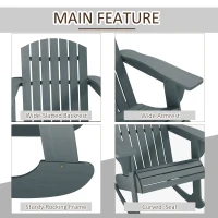 Outsunny Wood Adirondack Outdoor Lounge Rocking Chair Fire Pit Seating with Slatted Wooden Design, Fanned Back, Gray(m-6)