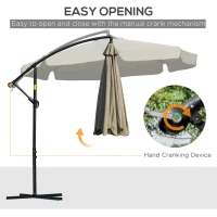 Outsunny 9' Offset Hanging Patio Umbrella, Cantilever Umbrella with Easy Tilt Adjustment, Cross Base and 8 Ribs for Backyard, Poolside, Lawn and Garden, Brown(m-4)