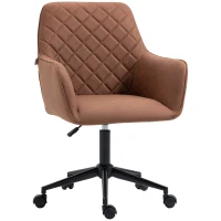 Vinsetto Mid Back Modern Home Office Chair Swivel Computer Desk Chair with Adjustable Height, Microfiber Cloth, Diamond Line Design, and Padded Armrests, Brown(m-1)