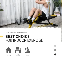 Soozier Adjustable Hyper Extension Dumbbell Weight Bench, Foam Leg Holders, Exercise Abs, Arms, Core, Strength Workout Station for Home Gym, Yellow(m-4)