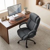 Vinsetto Executive Office Chair with Wide Seat, Computer Desk Chair with Adjustable Height, Swivel Wheels, Gray(m-8)