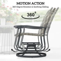 Outsunny Wicker Rattan Swivel Patio Glider Chair Set of 2, Outdoor Glider Chair with Steel Frame, High Back, Armrests, Yellow(m-4)
