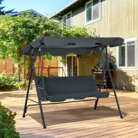 Outsunny 3-Seat Outdoor Patio Swing Chair with Removable Cushion, Steel Frame Stand and Adjustable Tilt Canopy for Patio, Garden, Poolside, Balcony, Backyard, Gray(m-2)