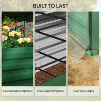 Outsunny Galvanized Steel Planter Box with Crop Cage and Shade Cloth, Raised Garden Bed for Flowers, Veggies and Herbs, Green(m-7)