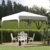 Outsunny 8' x 8' Pop Up Canopy Tent with Wheeled Carry Bag and 4 Sandbags, Instant Sun Shelter, Tents for Parties, Height Adjustable, for Outdoor, Garden, Patio, White(m-2)