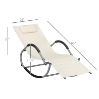 Outsunny Outdoor Rocking Chair, Chaise Lounge Pool Chair for Sun Tanning, Sunbathing Rocker, Armrests & Pillow for Patio, Lawn, Beach, Large, Beige(m-3)