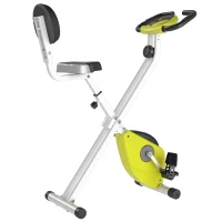 Soozier Foldable Upright Training Exercise Bike Indoor Stationary X Bike with 8 Levels of Magnetic Resistance for Aerobic Exercise, Yellow(m-1)