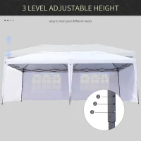 Outsunny 10' x 20' Pop Up Canopy Tent with 4 Sidewalls, Outdoor Portable Instant Canopy Shelter for Parties, Outdoor Instant Gazebo with Carry Bag for Garden, Patio, White(m-4)
