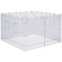 Outsunny Canopy Screen Walls, Replacement Netting with 6 Service Windows and 1 Door, for 10' x 10' Canopy Tent, White(m-1)
