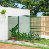 Outsunny Walk-in Crop Cage, Plant Protectors from Animals with Roll Up Zippered Door, 7.9' x 3.9' x 6.1', Green(m-9)