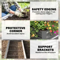 Outsunny 8x2x1ft Galvanized Raised Garden Bed Kit with Safety Edging for Flowers, Herbs and Vegetables, Dark Gray(m-7)