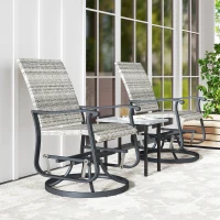 Outsunny Wicker Rattan Swivel Patio Glider Chair Set of 2, Outdoor Glider Chair with Steel Frame, High Back, Armrests, Yellow(m-9)