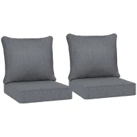 Outsunny Patio Chair Cushions Set of 2 with Seat & Backrest, Fade Resistant Seat Replacement Cushion Set, Gray(m-11)