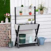 Outsunny Garden Potting Bench Table with Hidden Storage Box, Wood Outdoor Work Station with Open Top and Lower Shelf(m-10)