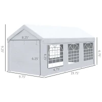 Outsunny 19.7' x 9.7' Heavy Duty Party Tent & Carport with Removable Sidewalls and Double Doors, Large Canopy Tent, Sun Shade Shelter, for Parties, Wedding, Outdoor Events, BBQ, White(m-3)