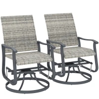 Outsunny Wicker Rattan Swivel Patio Glider Chair Set of 2, Outdoor Glider Chair with Steel Frame, High Back, Armrests, Yellow(m-11)