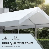 Outsunny 10' x 20' Party Tent and Carport, Height Adjustable Portable Garage, Outdoor Canopy Tent 8 Legs without Sidewalls for Car, Truck, Boat, Motorcycle, Bike, Garden Tools, White(m-4)