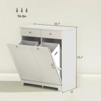 HOMCOM Laundry Hamper Cabinet, Laundry Cabinet with 2 Tilt Out Laundry Baskets and 2 Drawers, White(m-3)