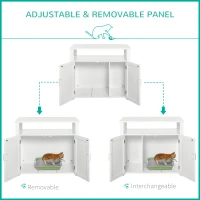 PawHut Wooden Cat Litter Box Enclosure Furniture with Adjustable Partition, Cat Washroom End Table with Open Shelf, White(m-5)