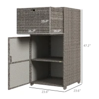 Outsunny Outdoor Towel Rack for Pool w/ Drawer & Cabinet, Gray(m-3)