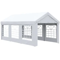 Outsunny 19.7' x 9.7' Heavy Duty Party Tent & Carport with Removable Sidewalls and Double Doors, Large Canopy Tent, Sun Shade Shelter, for Parties, Wedding, Outdoor Events, BBQ, White(m-1)