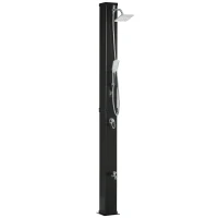 Outsunny 10.6 Gallons Solar Heated Shower with 360 Rotating Rainfall, Handheld Shower Head, Temperature Adjustment & Foot Shower, 2-Section Outdoor Shower for Backyard Poolside Beach Pool Spa, 7ft(m-1)