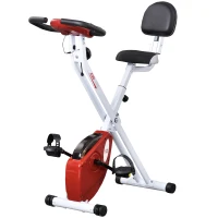 Soozier Foldable Upright Training Exercise Bike Indoor Stationary X Bike with 8 Levels of Magnetic Resistance for Aerobic Exercise, Red(m-11)