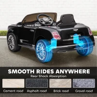 Aosom Bentley Mulsanne 12V Ride on Car, Battery Powered Car with Remote Control, Suspension, Startup Sound, LED Lights, MP3, Horn, Music, Forward and Backward, 2 Motors, Black(m-8)