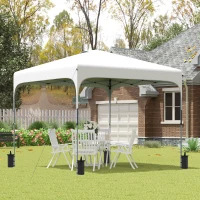 Outsunny 8' x 8' Pop Up Canopy Tent with Wheeled Carry Bag and 4 Sandbags, Instant Sun Shelter, Tents for Parties, Height Adjustable, for Outdoor, Garden, Patio, White(m-10)
