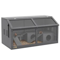 PawHut Rat Cage Hamster Cage Small Animal Playhouse for Gerbils with Suspension Bridge, Ladders, Openable Top Hut(m-11)