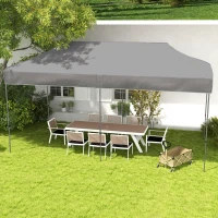 Outsunny 10' x 20' Pop Up Canopy Tent, Outdoor Easy up Tent with 3-Level Adjustable Height, Wheeled Carry Bag, Gray(m-10)